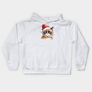 Angry Christmas Cat - Meowy Christmas Cat Kids Hoodie